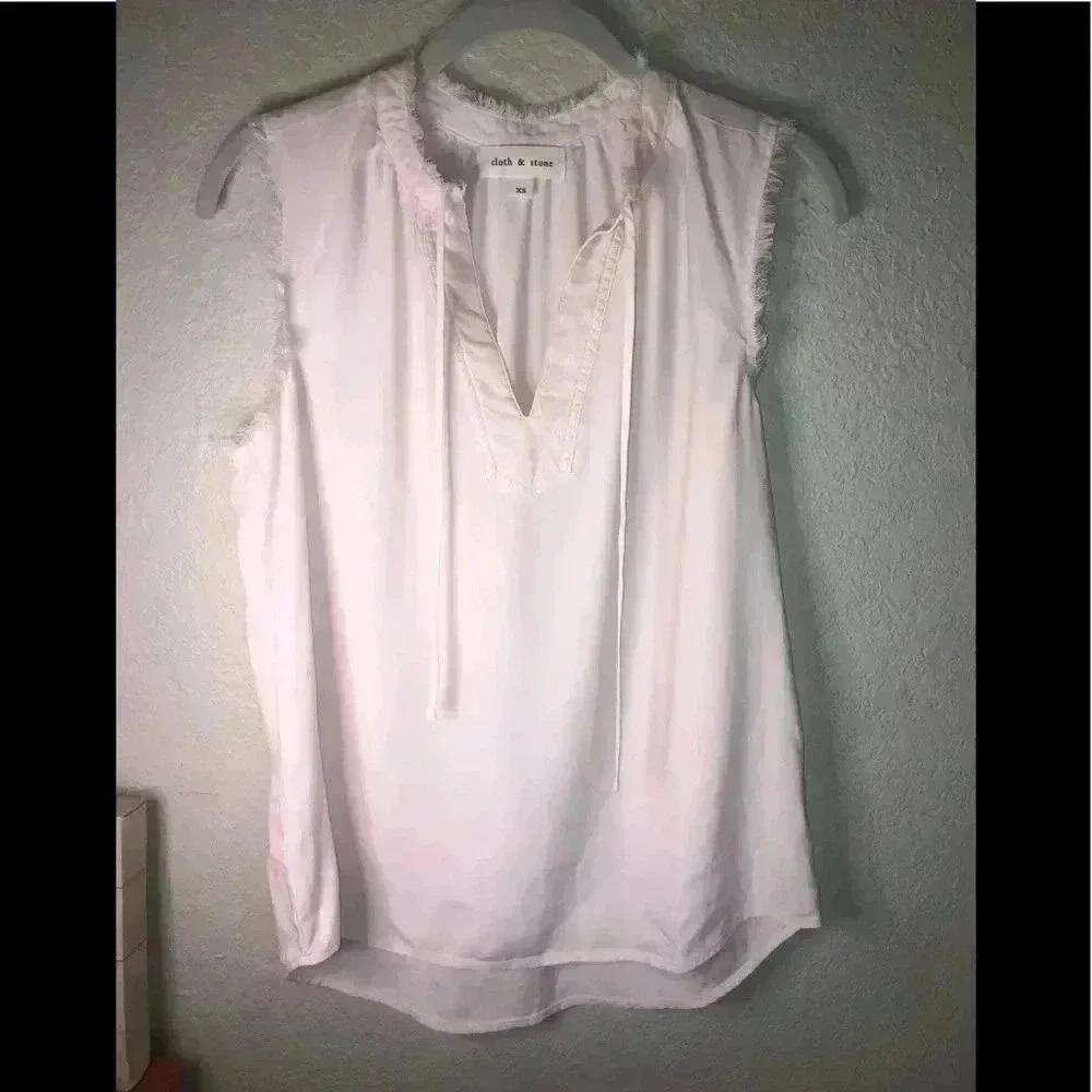 Anthropologie Cloth & Stone pink sleeveless frayed shirt sz XS
